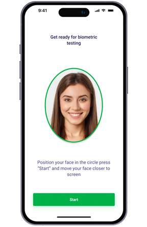 2. Finalize the registration process by passing the facial recognition stage