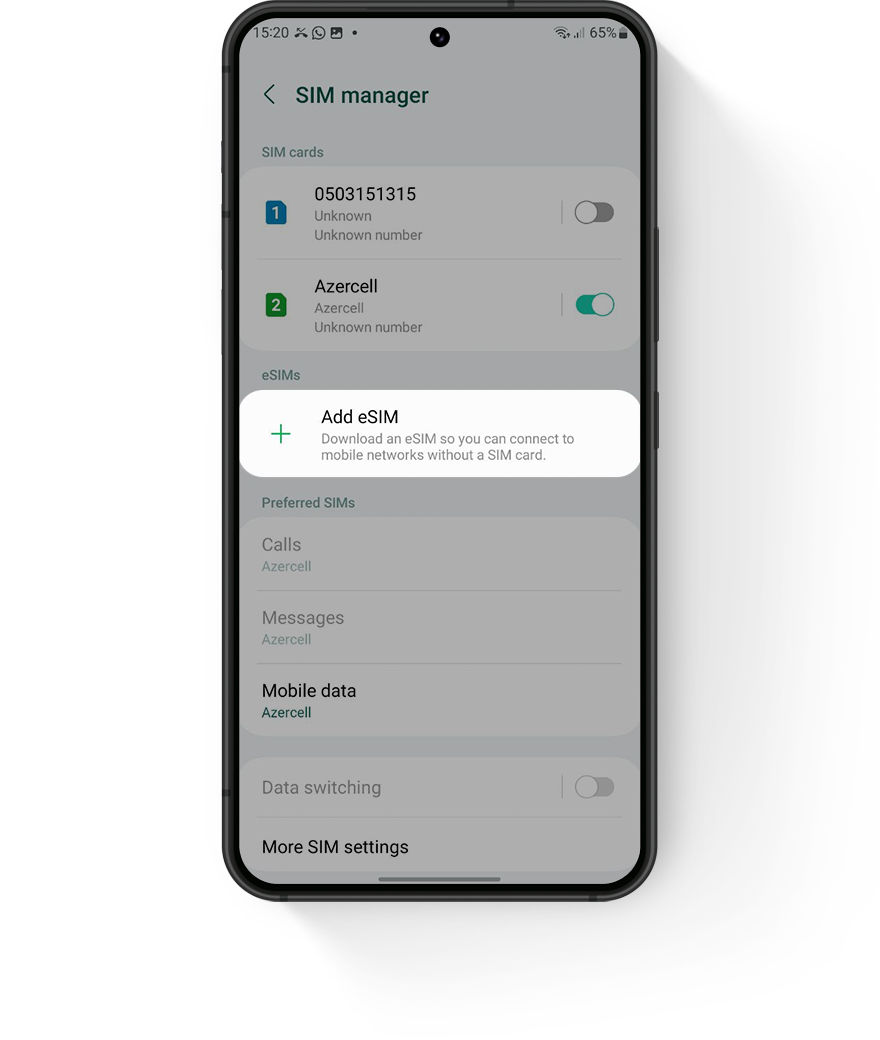 Tap on "Add eSIM"